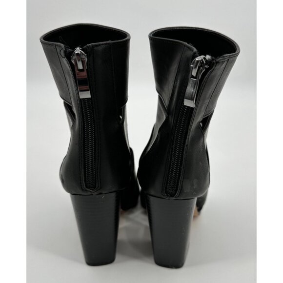 NY&C Black Cutout Bootie Faux leather Women 8 Black Point Toe Ankle - Picture 4 of 11